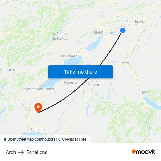 Arch to Echallens map