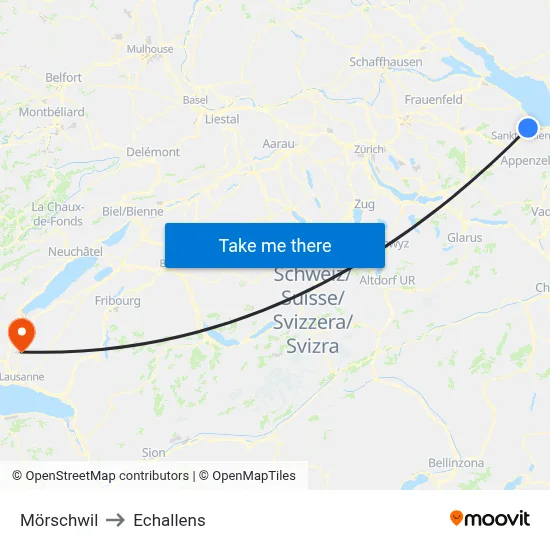 Mörschwil to Echallens map