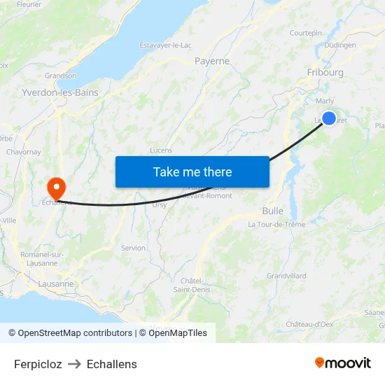 Ferpicloz to Echallens map
