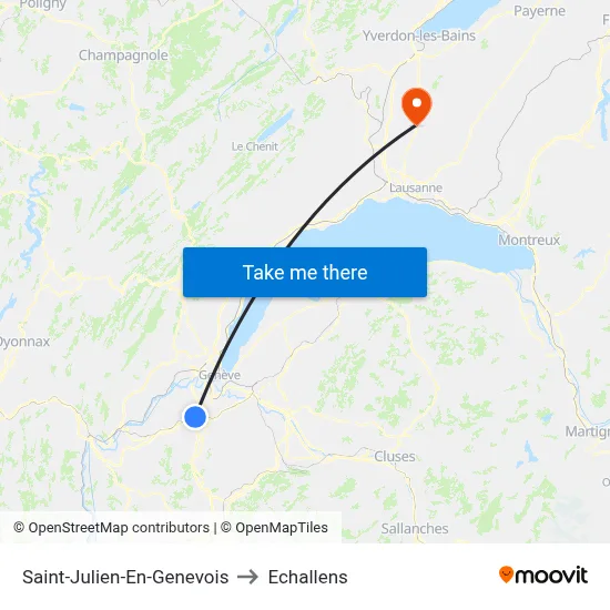 Saint-Julien-En-Genevois to Echallens map