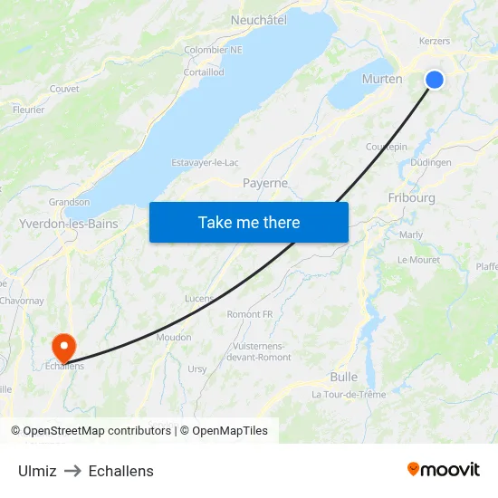Ulmiz to Echallens map