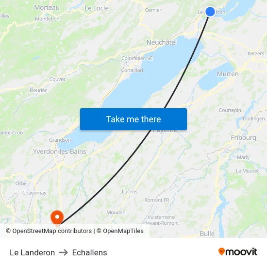 Le Landeron to Echallens map
