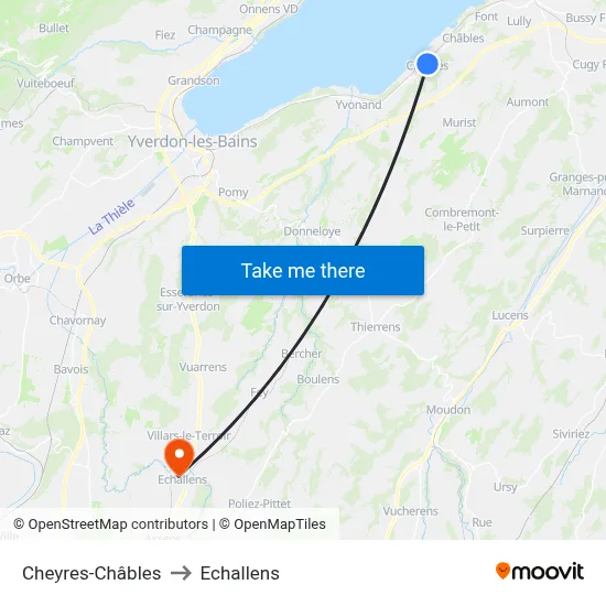 Cheyres-Châbles to Echallens map