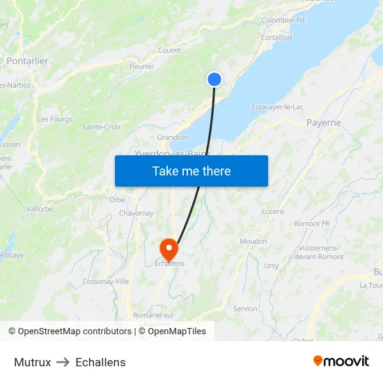 Mutrux to Echallens map