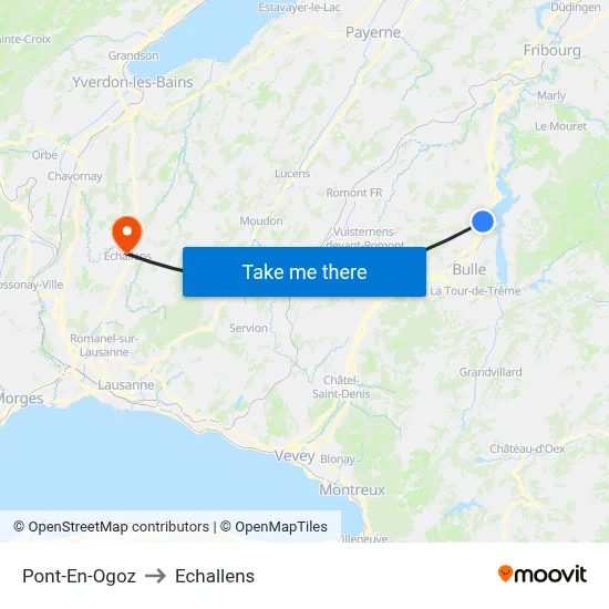 Pont-En-Ogoz to Echallens map