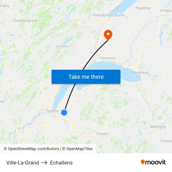 Ville-La-Grand to Echallens map