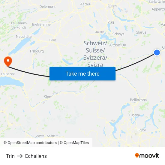 Trin to Echallens map