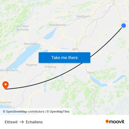 Ettiswil to Echallens map
