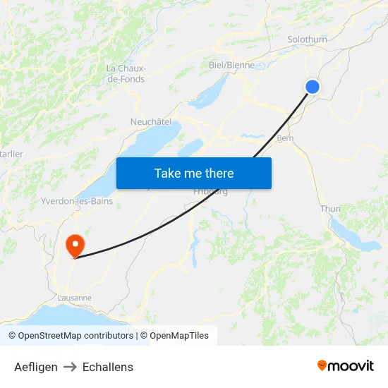 Aefligen to Echallens map