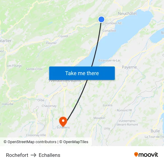 Rochefort to Echallens map