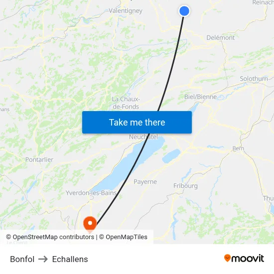 Bonfol to Echallens map