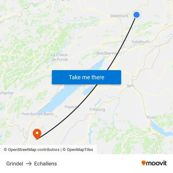 Grindel to Echallens map
