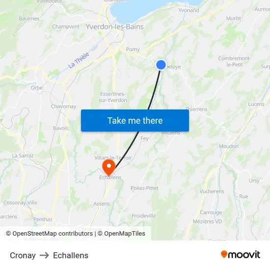 Cronay to Echallens map