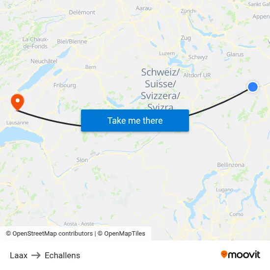 Laax to Echallens map