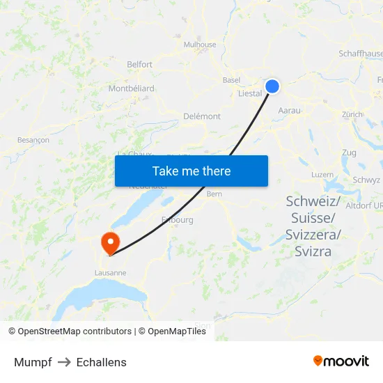 Mumpf to Echallens map