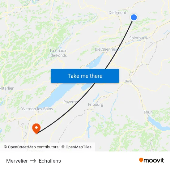 Mervelier to Echallens map
