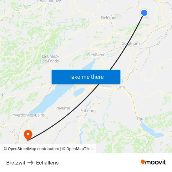 Bretzwil to Echallens map