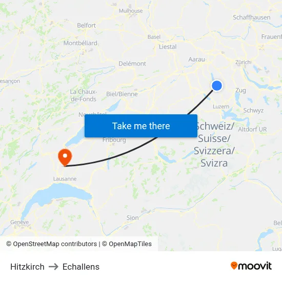 Hitzkirch to Echallens map