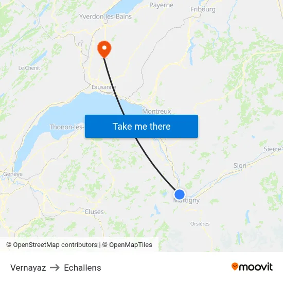 Vernayaz to Echallens map