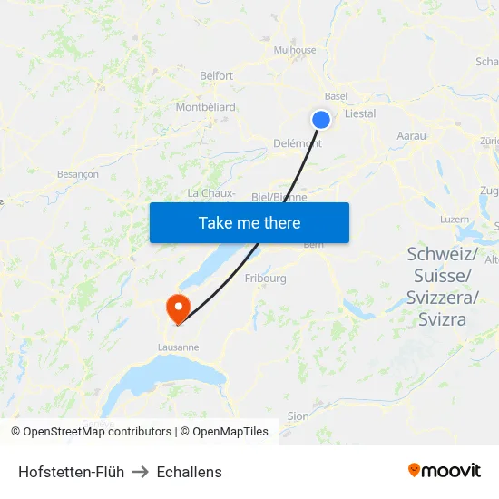 Hofstetten-Flüh to Echallens map