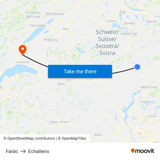 Faido to Echallens map
