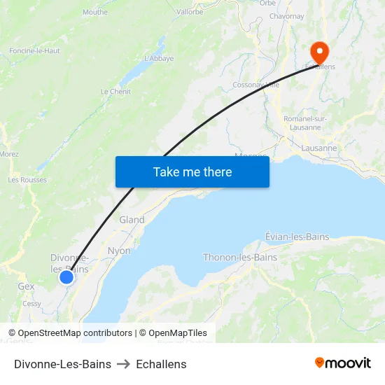 Divonne-Les-Bains to Echallens map