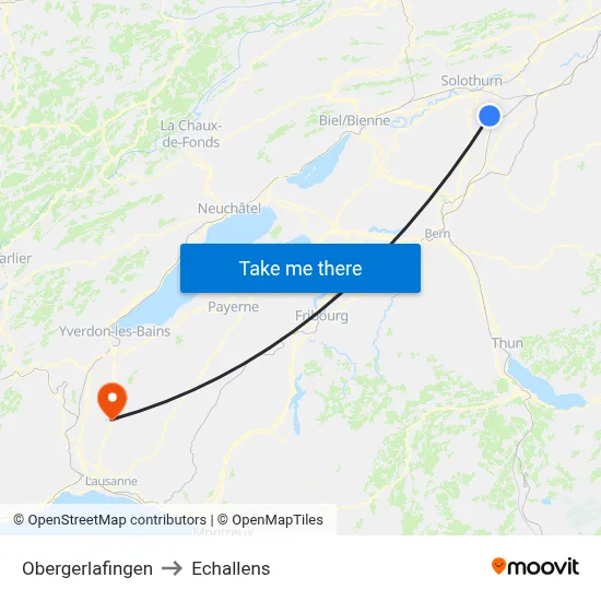 Obergerlafingen to Echallens map
