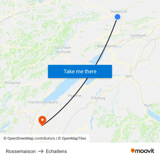 Rossemaison to Echallens map