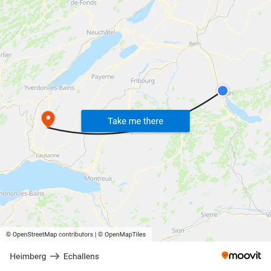 Heimberg to Echallens map