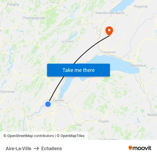 Aire-La-Ville to Echallens map