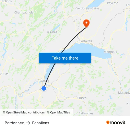 Bardonnex to Echallens map