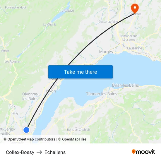 Collex-Bossy to Echallens map