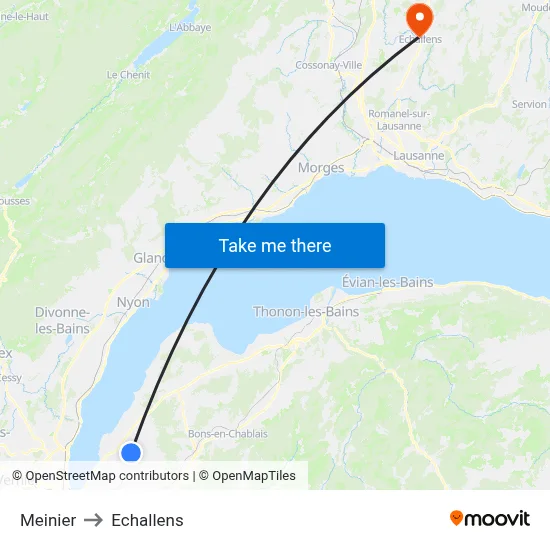 Meinier to Echallens map