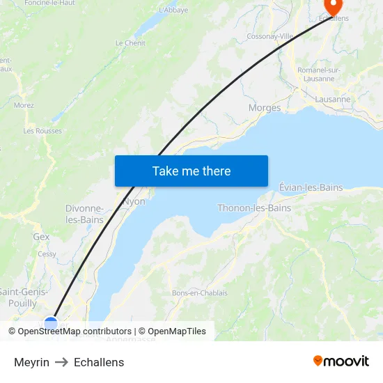 Meyrin to Echallens map