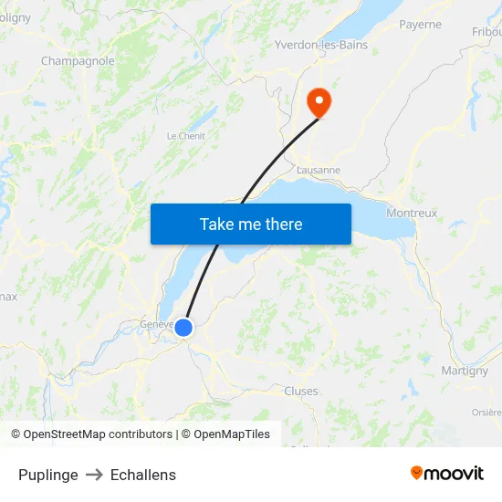 Puplinge to Echallens map