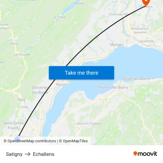 Satigny to Echallens map