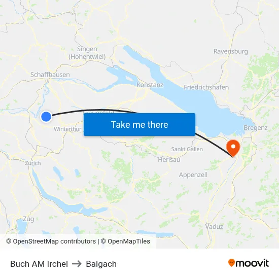 Buch AM Irchel to Balgach map
