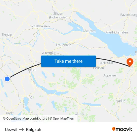 Uezwil to Balgach map