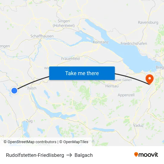Rudolfstetten-Friedlisberg to Balgach map