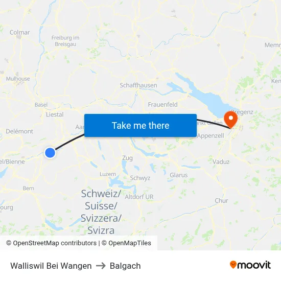 Walliswil Bei Wangen to Balgach map