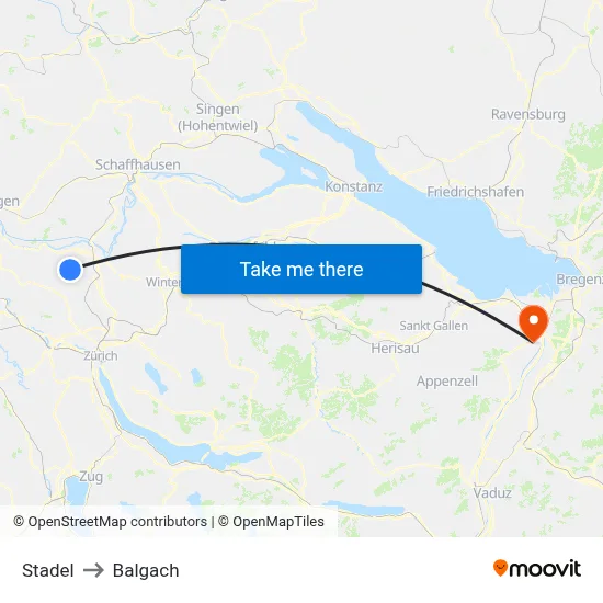Stadel to Balgach map