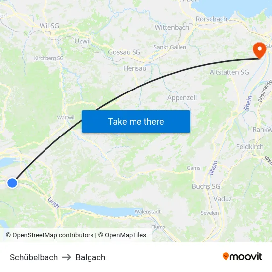 Schübelbach to Balgach map