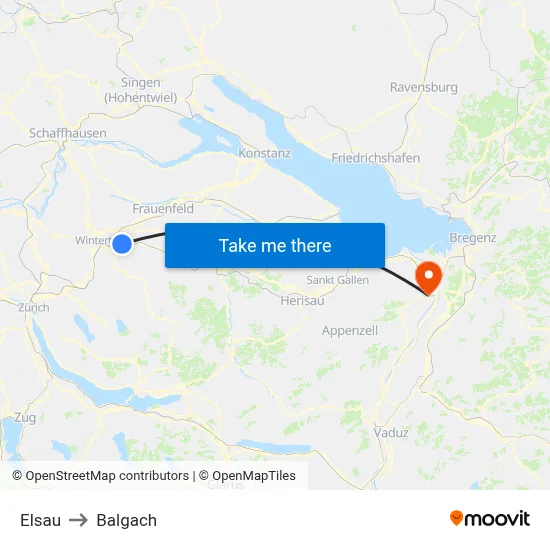 Elsau to Balgach map