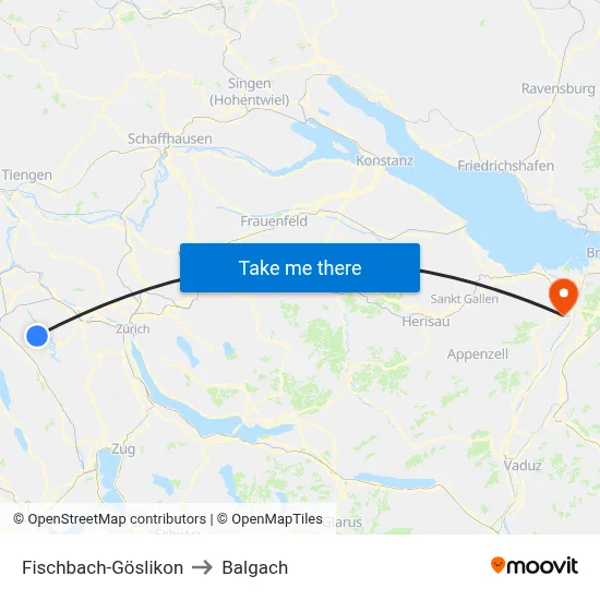 Fischbach-Göslikon to Balgach map