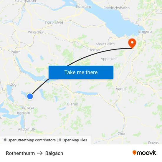 Rothenthurm to Balgach map