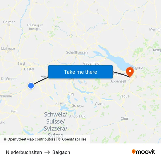Niederbuchsiten to Balgach map