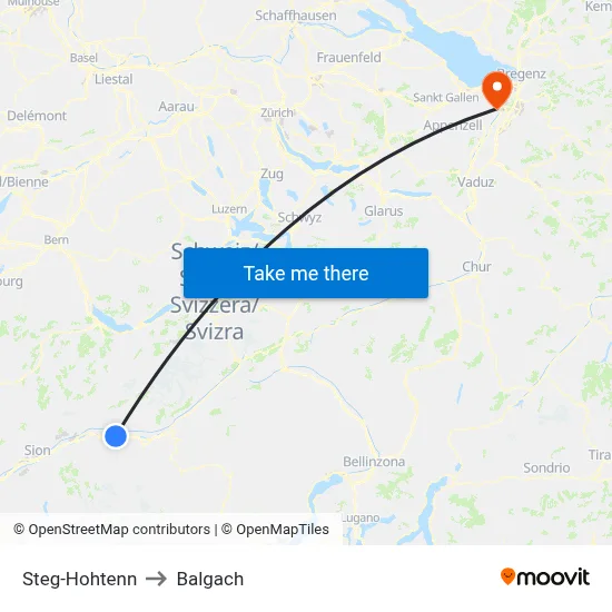 Steg-Hohtenn to Balgach map