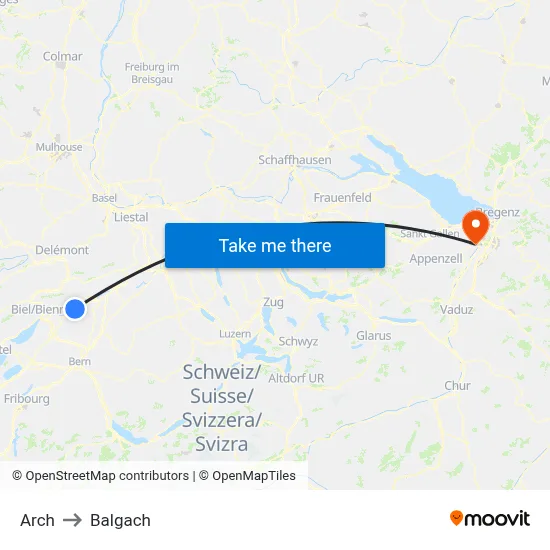 Arch to Balgach map