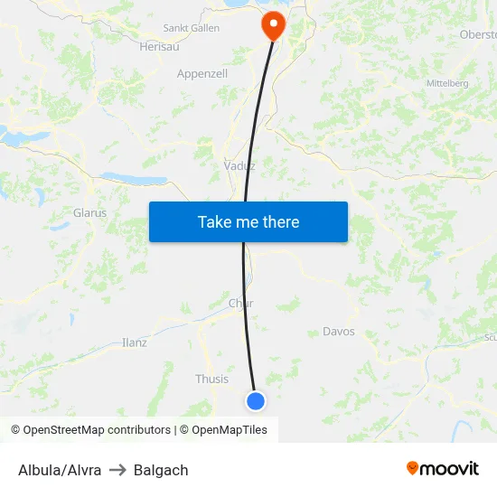 Albula/Alvra to Balgach map