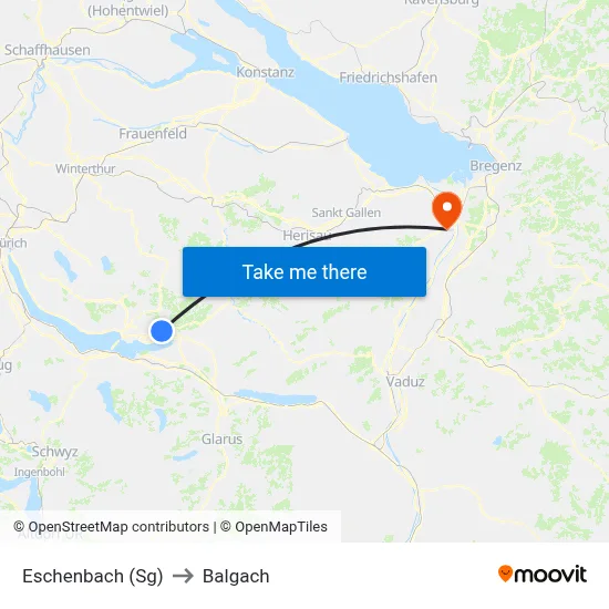 Eschenbach (Sg) to Balgach map
